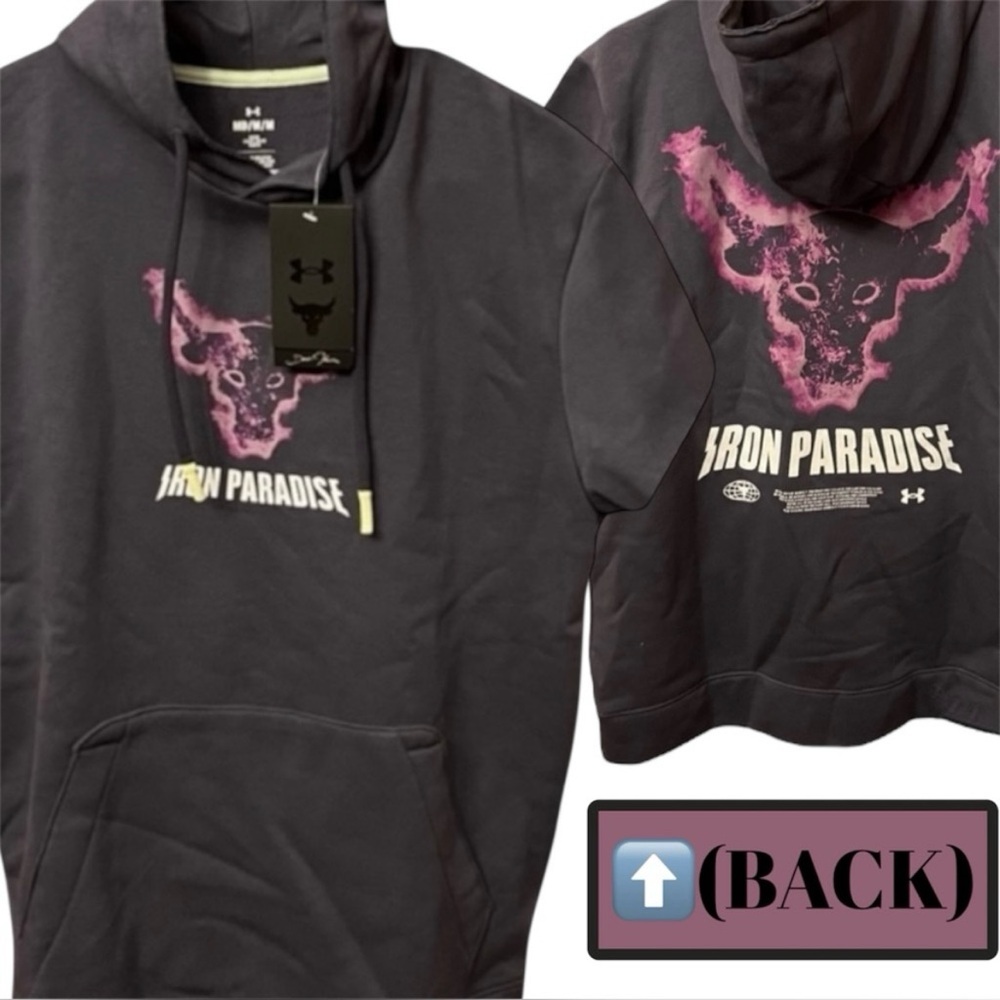 UA Project Rock Rival Fleece Cap Hoodie Under Armour Project Rock Sweatshirt MD